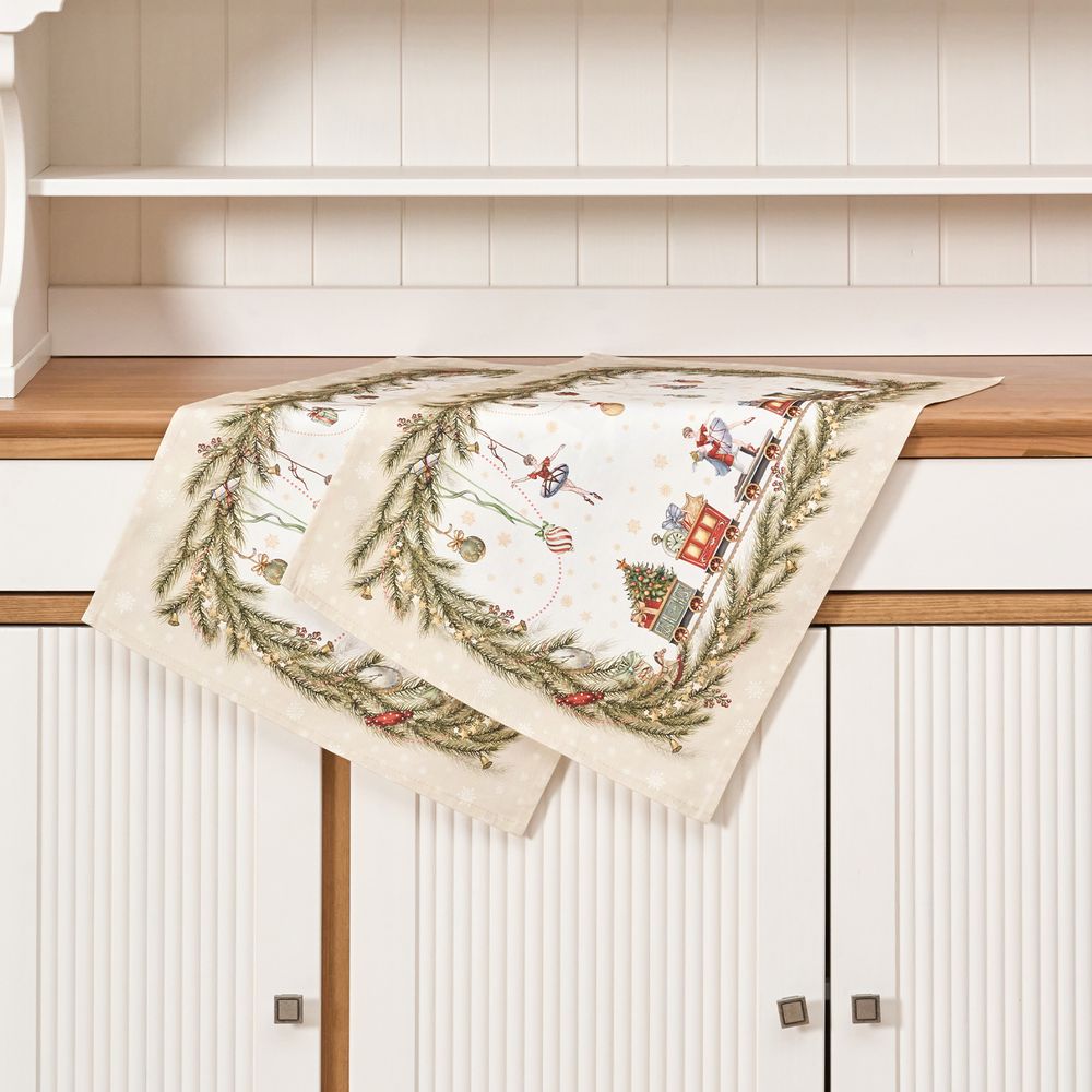 НАБОР ПОЛОТЕНЕЦ ИЗ 2 ШТ "ЩЕЛКУНЧИК" 40Х60СМ БЕЖЕВЫЙ,100%ХЛОПОК,ТВИЛ