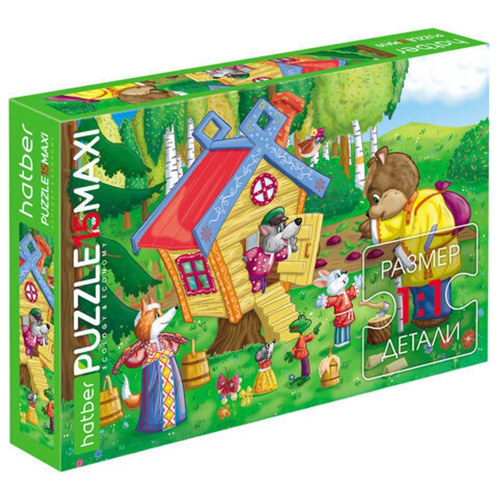 Пазл картонный MAXI 15 элементов АССОРТИ, 220х330 мм, HATBER