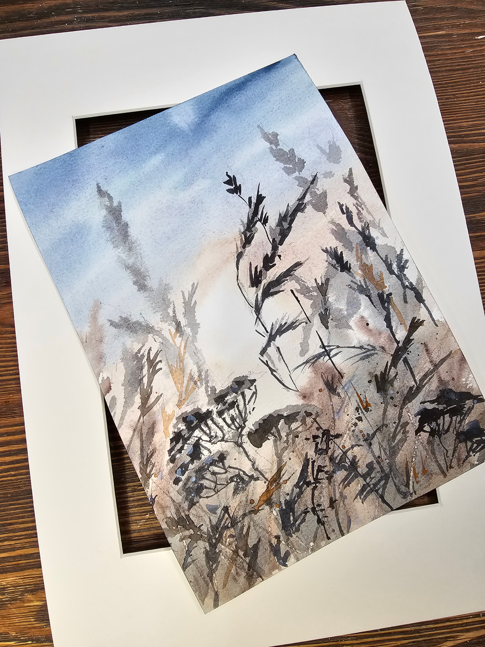 Картина авторская акварельная в паспарту 21х30 см на стену для интерьера "Аромат лета"