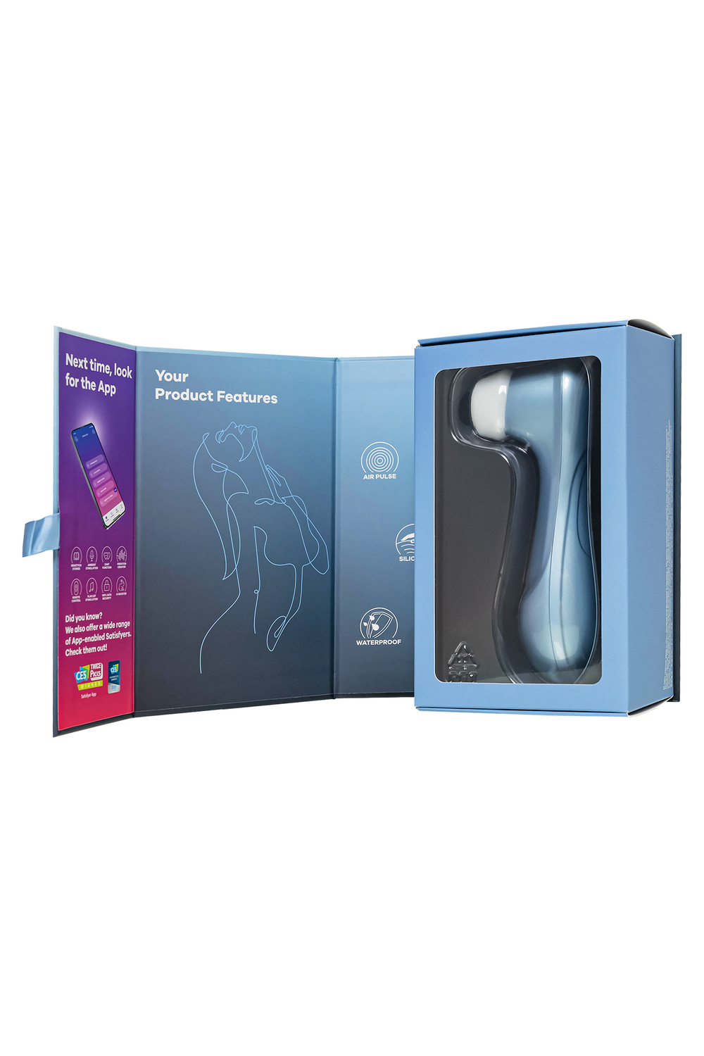 Вакуум-волновой бесконтактный стимулятор клитора Satisfyer PRO 2, силикон, голубой, 15 см