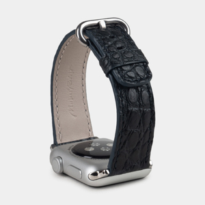 Ремешок для Apple Watch 40/41/42 mm из кожи аллигатора,темно-синего цвета