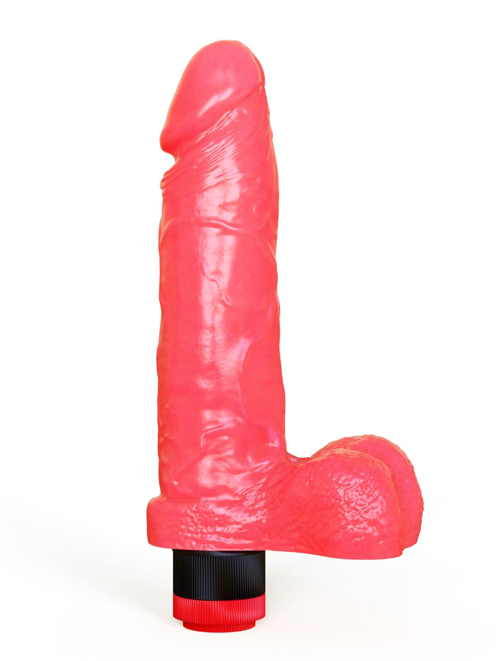 LOVETOY 19 см – гелевый реалистичный вибромассажёр в виде фаллоса с мошонкой, розовый, 19×4,5 см