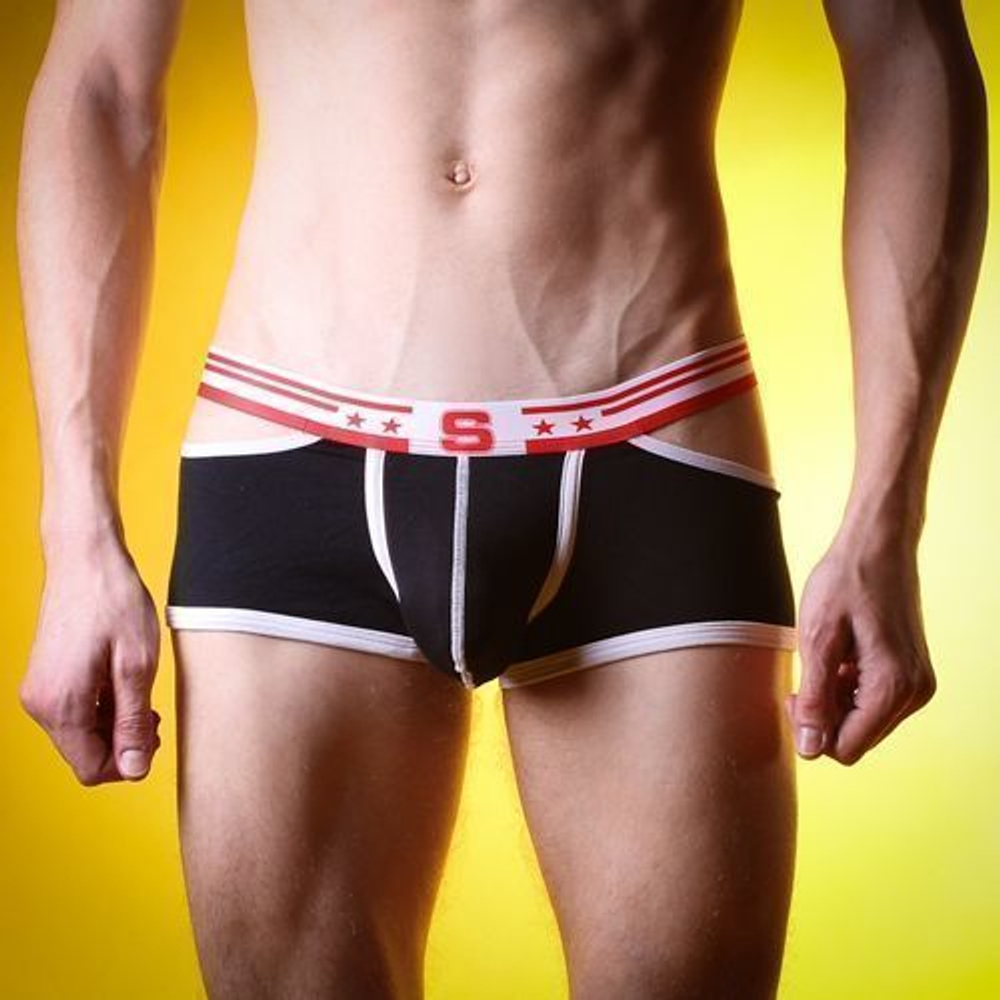 Мужские трусы боксеры с вырезами по бокам черные Seeinner Black Boxer