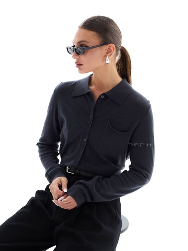 Трикотажная графитовая рубашка с накладным карманом