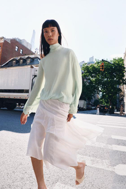 ZARA СТРУЯЩАЯСЯ ЮБКА АСИММЕТРИЧНОГО КРОЯ — ZW COLLECTION, БЕЛЫЙ