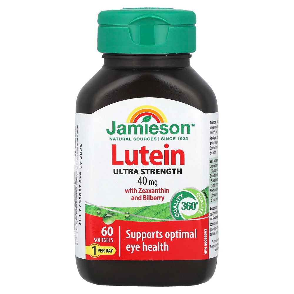 Jamieson Vitamins, Лютеин, сверхсильный препарат, 40 мг, 60 мягких таблеток