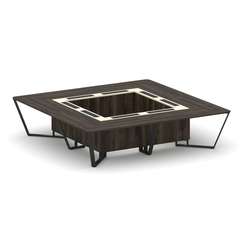 Steel Meet Стол переговорный квадратный KM-PR.B.SP-16K Дуб Мали/Ваниль Глянец/Металл Черный 3200*320