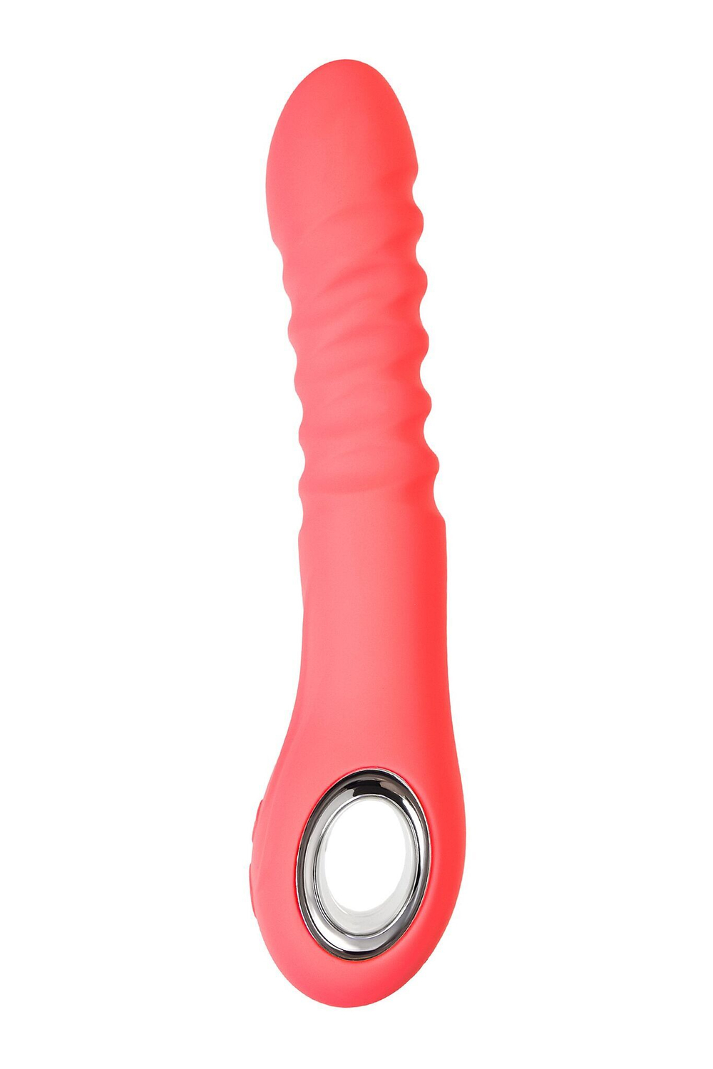 Коралловый вибратор Flox с возвратно-поступательными движениями - 21,5 см. (Цвет: коралловый)