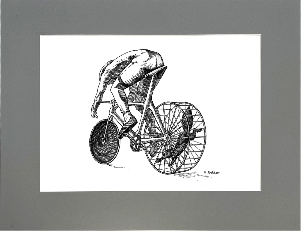 Пешков Р.В. Велогонщик.  Бумага, тушь, перо. Россия 2011г.