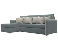 Диван угловой Лига-078 угол левый РОГОЖКА Амур 07 серый/Амур 02 бежевый