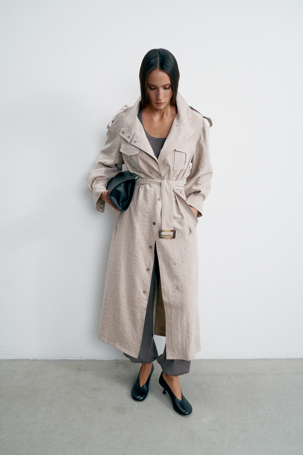 Тренч TEONA длинный, бежевый