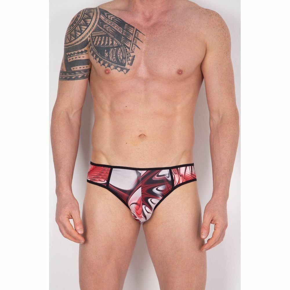 Мужские трусы брифы с разноцветным принтом и черной окантовкой Cosmos Colors CP40_BRW