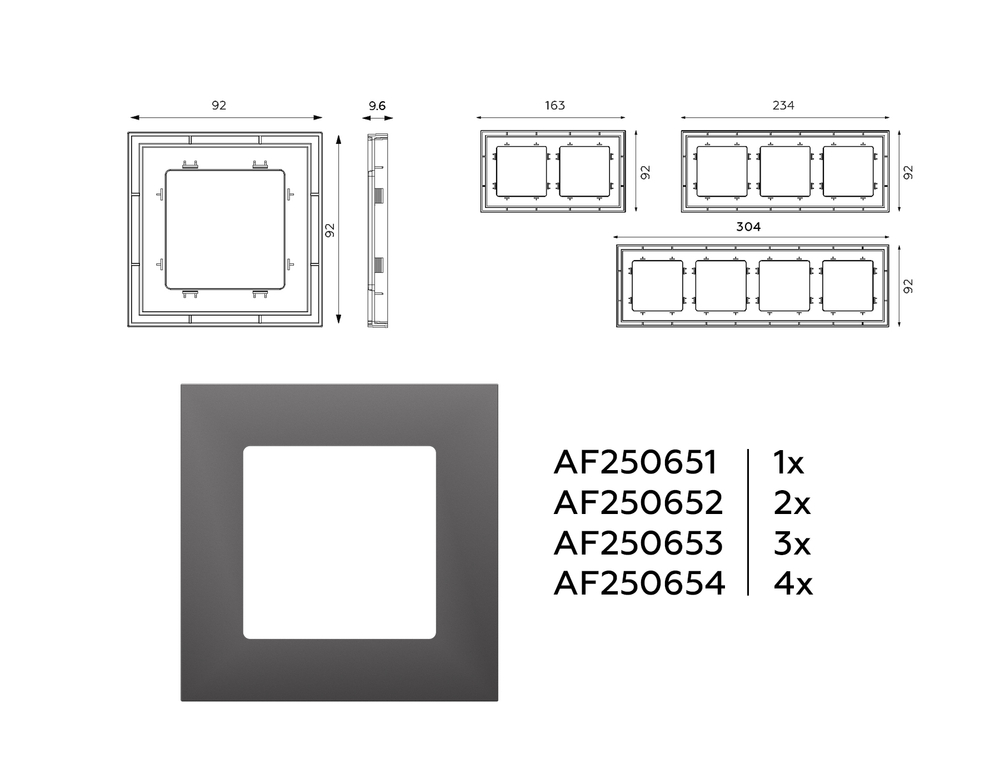 AF250653 Рамка ALFA Qubi (Антрацит серый) 3-ая