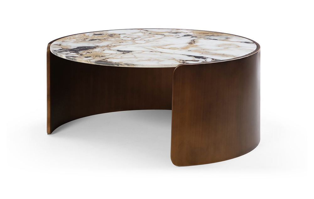 Стол журнальный CT3095CL (D90) белая керамика /бронзовый