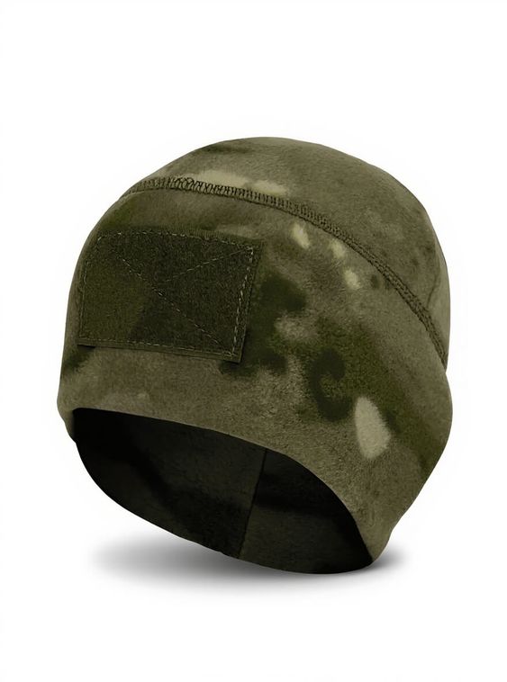 Тактическая военная флисовая шапка с липучкой Мох