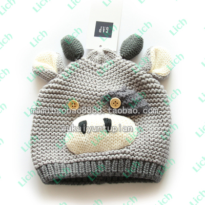 Шапка детская вязаная в виде жирафа