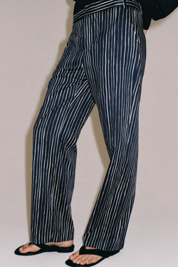 ZARA БРЮКИ В ПОЛОСКУ — ZW COLLECTION, МОРСКОЙ СИНИЙ