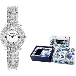 KANGOL Turn Of Fortune Baby"s Breath Quartz Movement Metal Strap Watch Women"s Watch White Dial