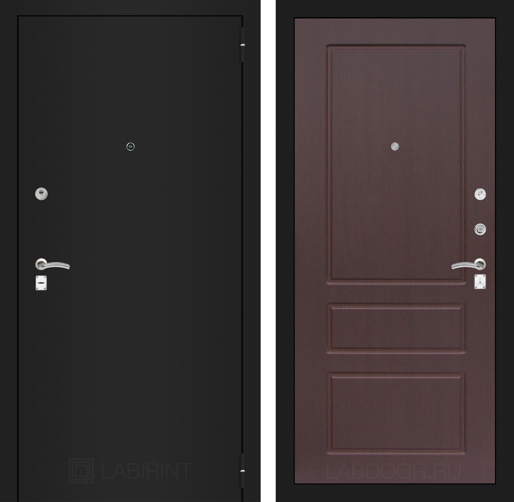 Входная металлическая дверь Лабиринт Classic (Классик) шагрень черная 03 - Орех премиум