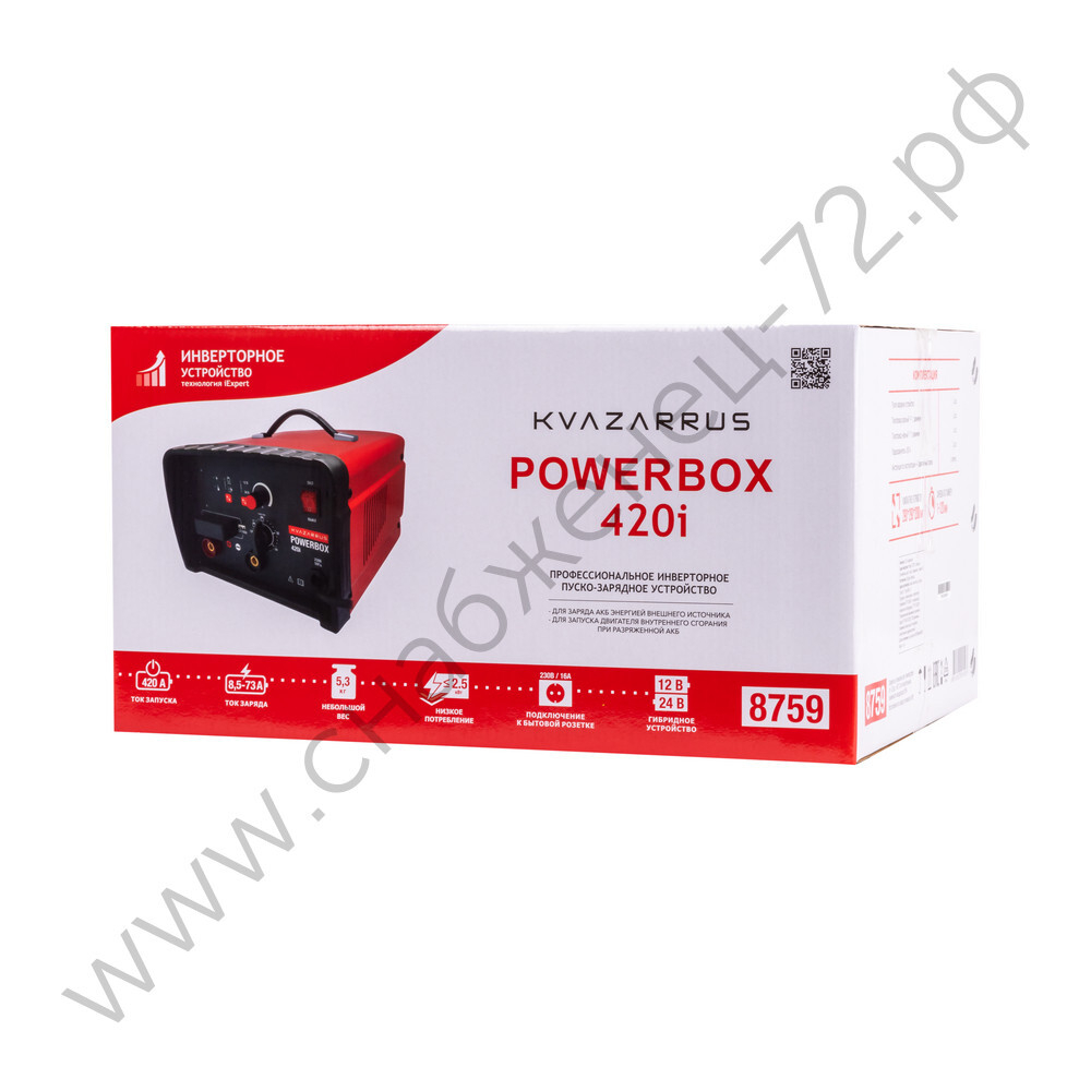 Инверторное пуско-зарядное устройство KVAZARRUS PowerBox 420i, таймер, цветная коробка