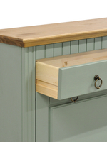 Обувница для прихожей, 87х21х169, Неаполь, закрытая, 4 двери 1 ящик, из массива дерева, зеленый эвкалипт, Dipriz