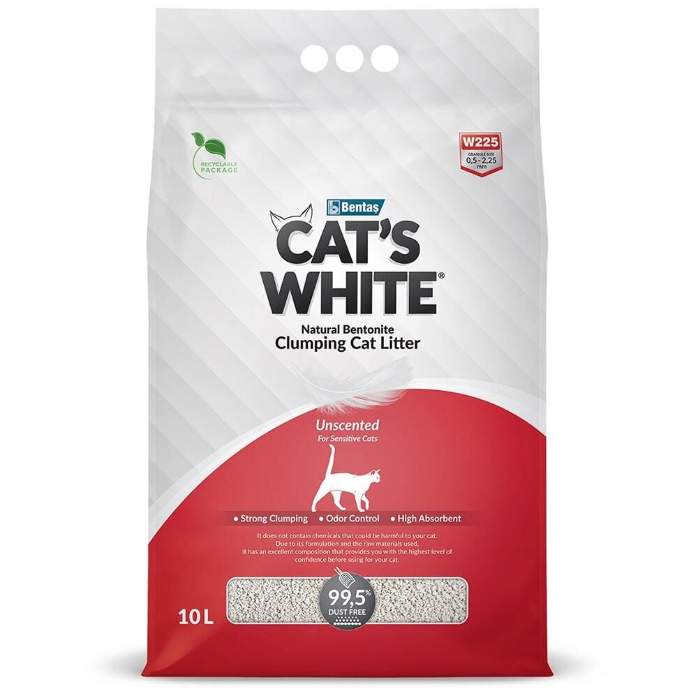 Cat&#39;s White Natural комкующийся наполнитель натуральный без ароматизатора для кошачьего туалета 10 л