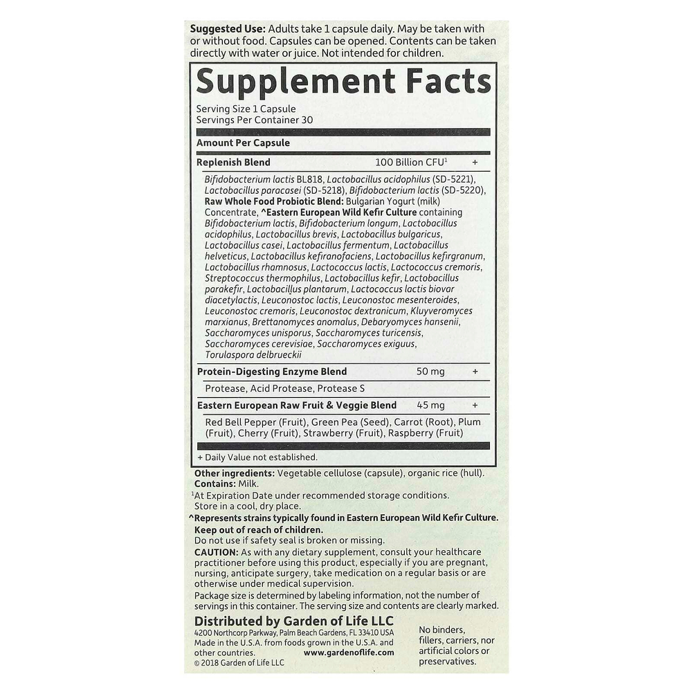 Garden of Life, RAW Probiotics, Ultimate Care, длительного хранения, 30 вегетарианских капсул