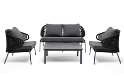 "Милан" лаунж-зона 4-местная плетеная из роупа (веревки), каркас алюминиевый темно-серый, роуп темно-серый