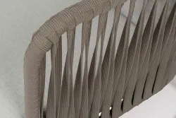 "Багамы" кресло плетеное из роупа, каркас алюминий бежево-серый (RAL7006) муар, роуп серо-коричневый 23мм, ткань светло-серая