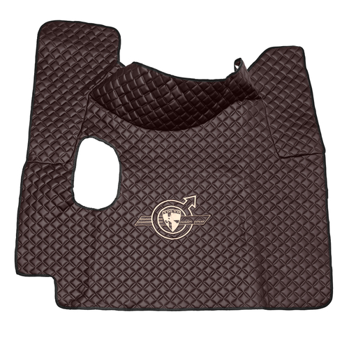 Ковры VOLVO FH-12 2009-2013г (механика) (экокожа, коричневый, черный кант, бежевая вышивка)