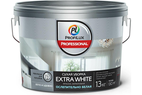 Краска для стен и потолков водно-дисперсионная Profilux Professional Extra white матовая