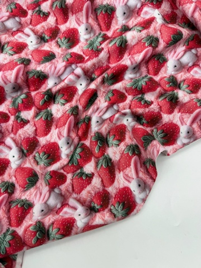 Футер 2 нитка зайки в клубничках