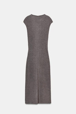 ZARA МЯГКОЕ ПЛАТЬЕ С УЗЛОМ, ТЕМНО-КОРИЧНЕВЫЙ