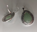 Комплект бижутерии Нефрит подвеска цепочка серьги, браслет. Капля (натуральный камень, бижутерный сплав)