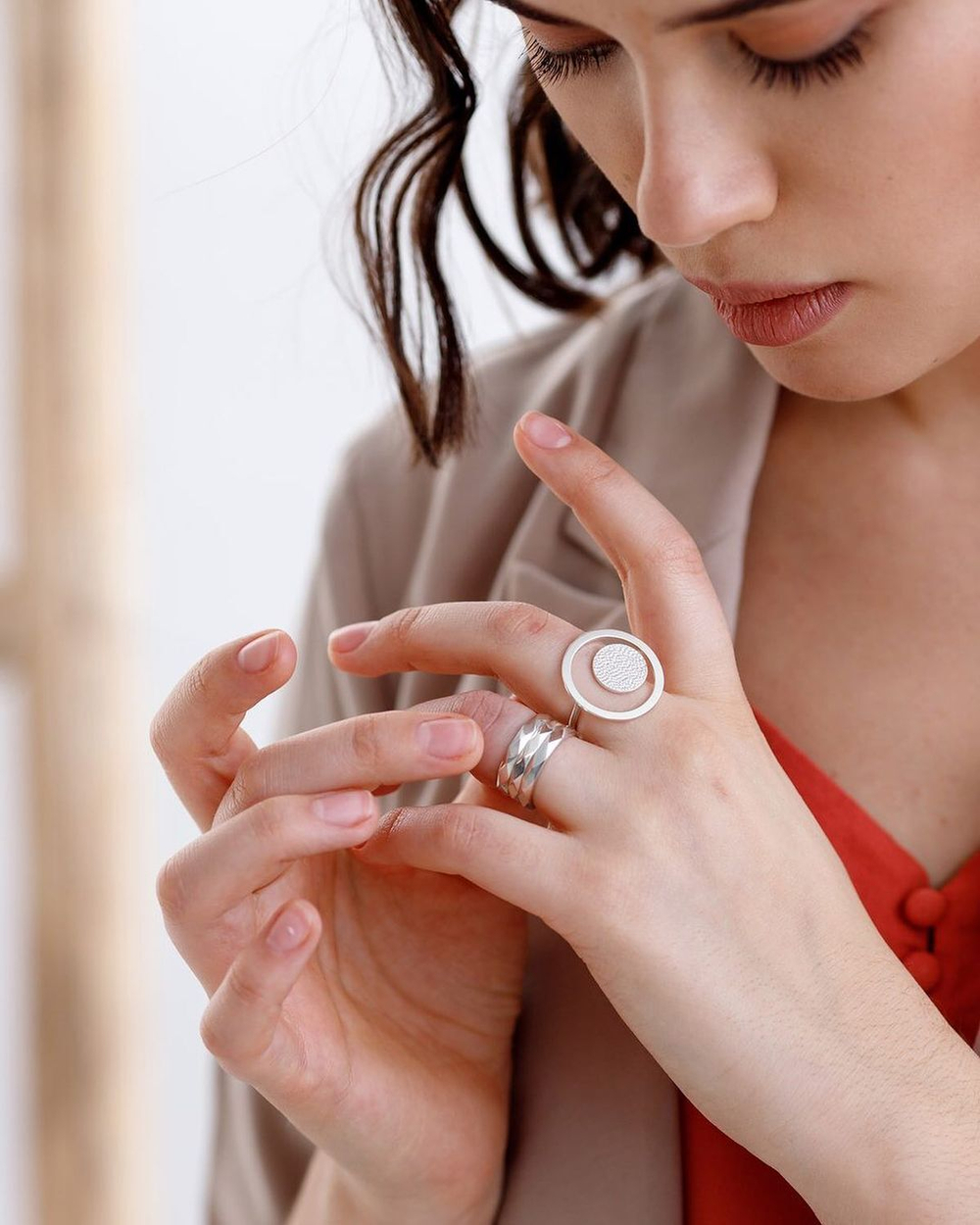 кольцо double round gritty ring