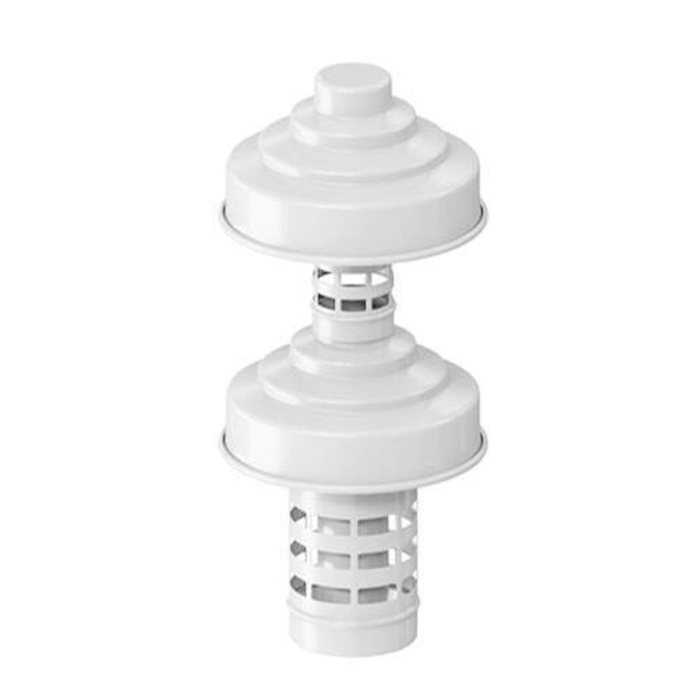 Оголовок с ветрозащитой Rommer D60/100 мм, белый (алюминий)