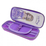 Пенал EVA Alingar, 1 отделение 1 откидная планка, карман сетка, молния, объемный рисунок, 100 х 230 мм, "Аниме Girl", микс (роз, фиолет)