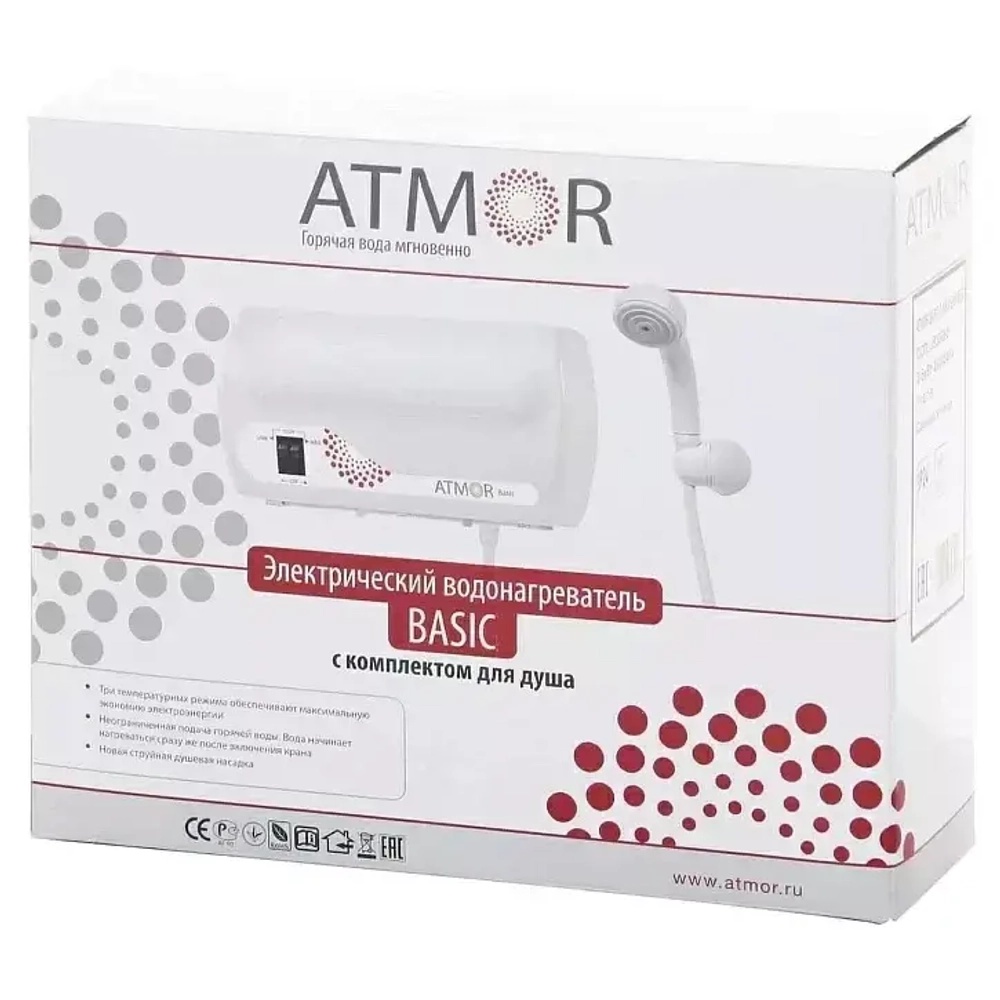 Водонагреватель проточный Atmor Basic 3.5кВт душ (q)
