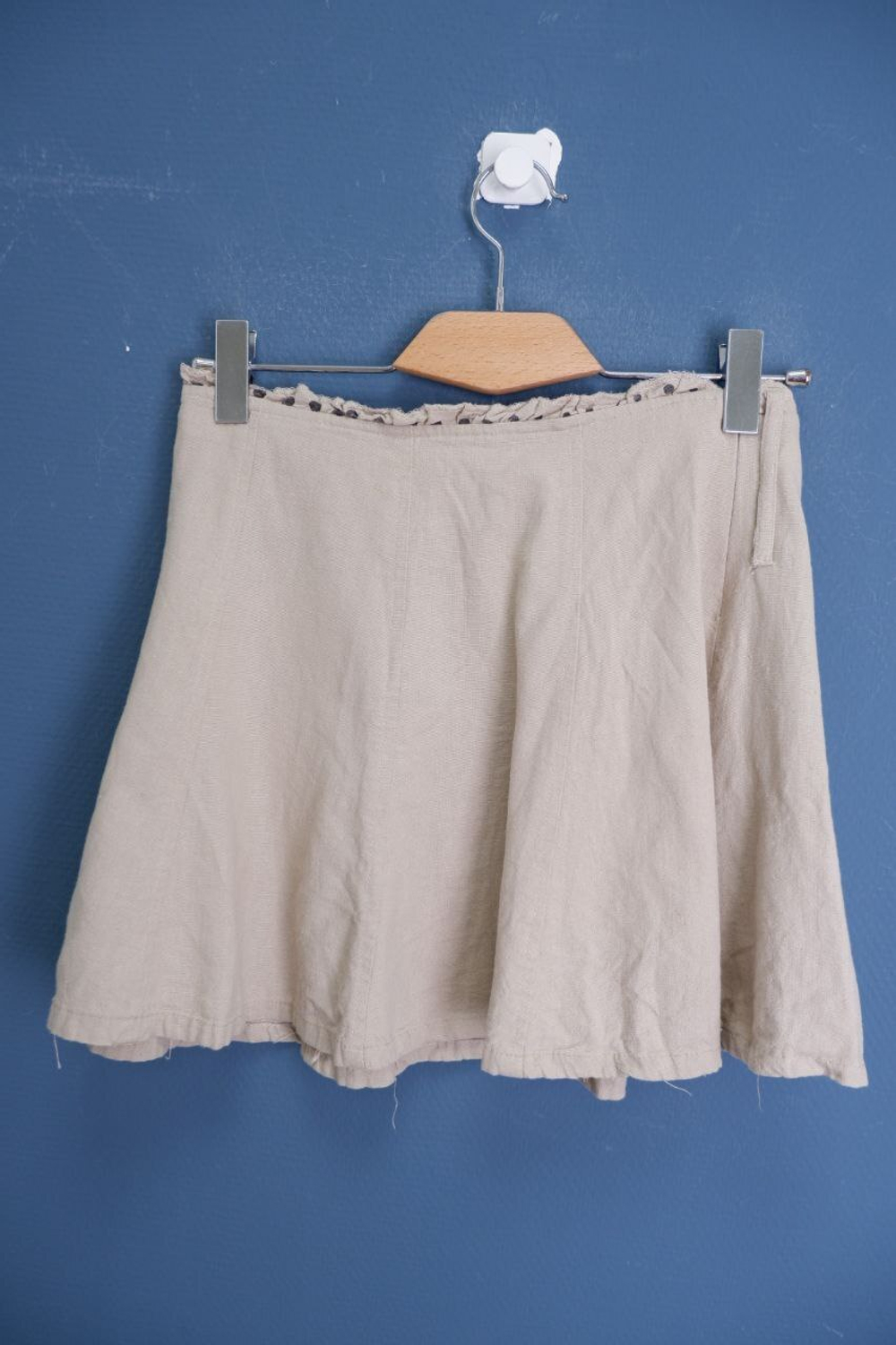 Юбка из хлопка и льна мини 40 размер