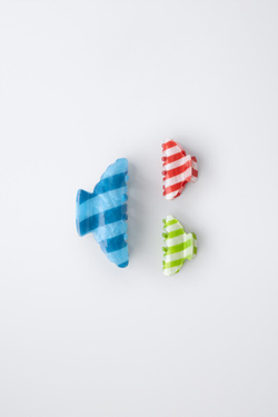 ZARA НАБОР ИЗ 3 ЗАКОЛОК В ПОЛОСКУ, СИНИЙ