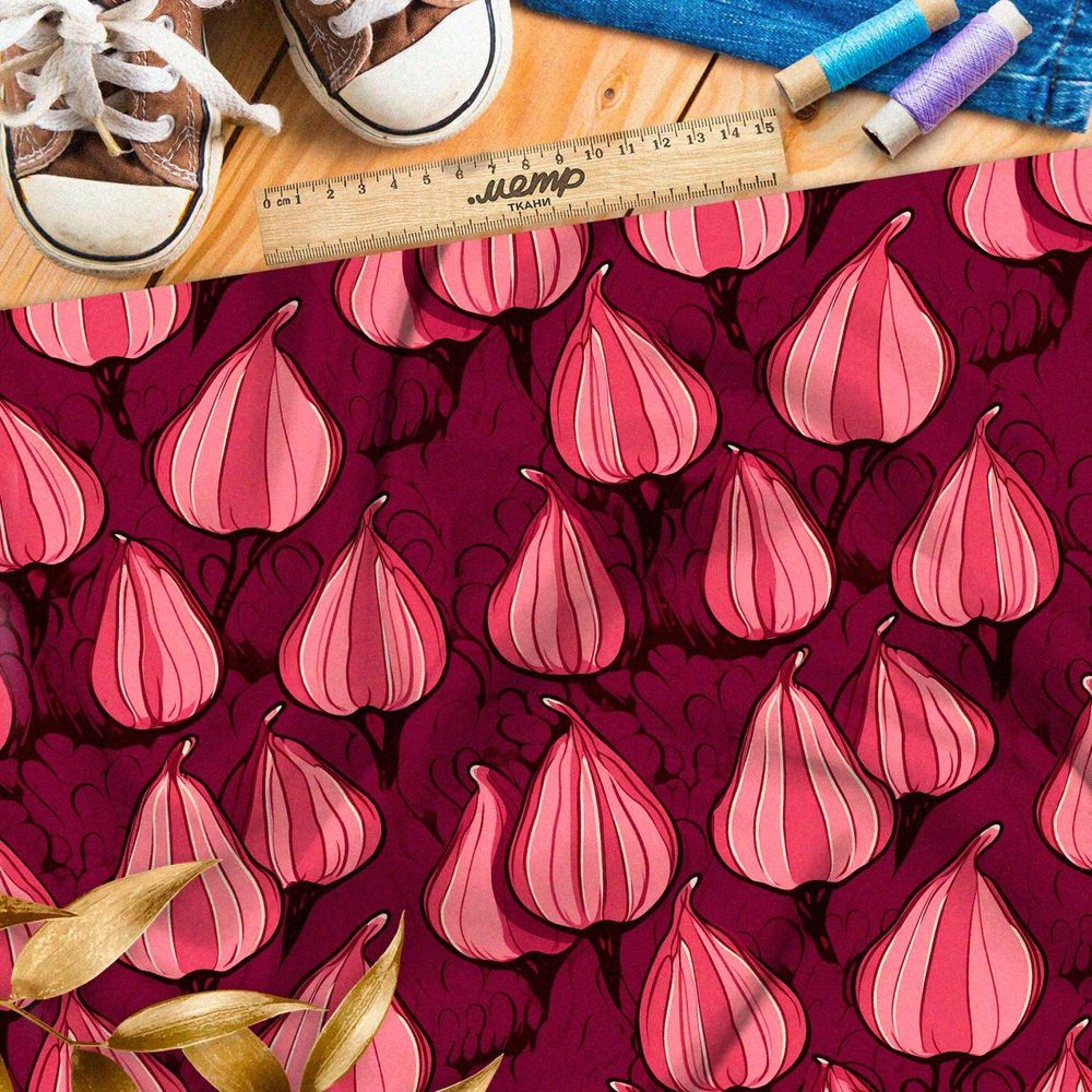 Ткань премиум сатин полосатые фрукты