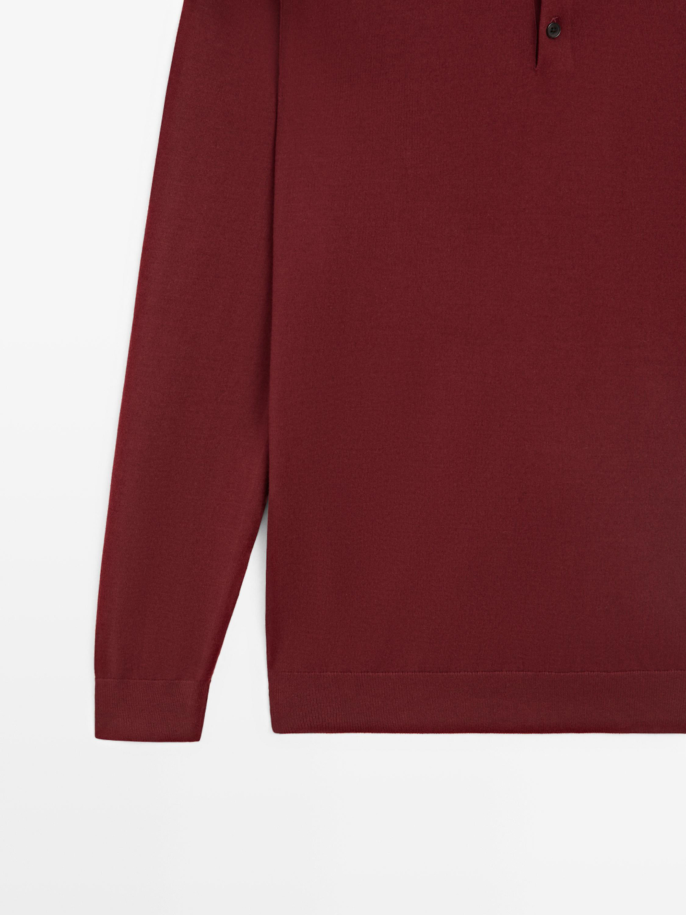 Massimo Dutti Свитер поло из хлопкового трикотажа, гранатовый