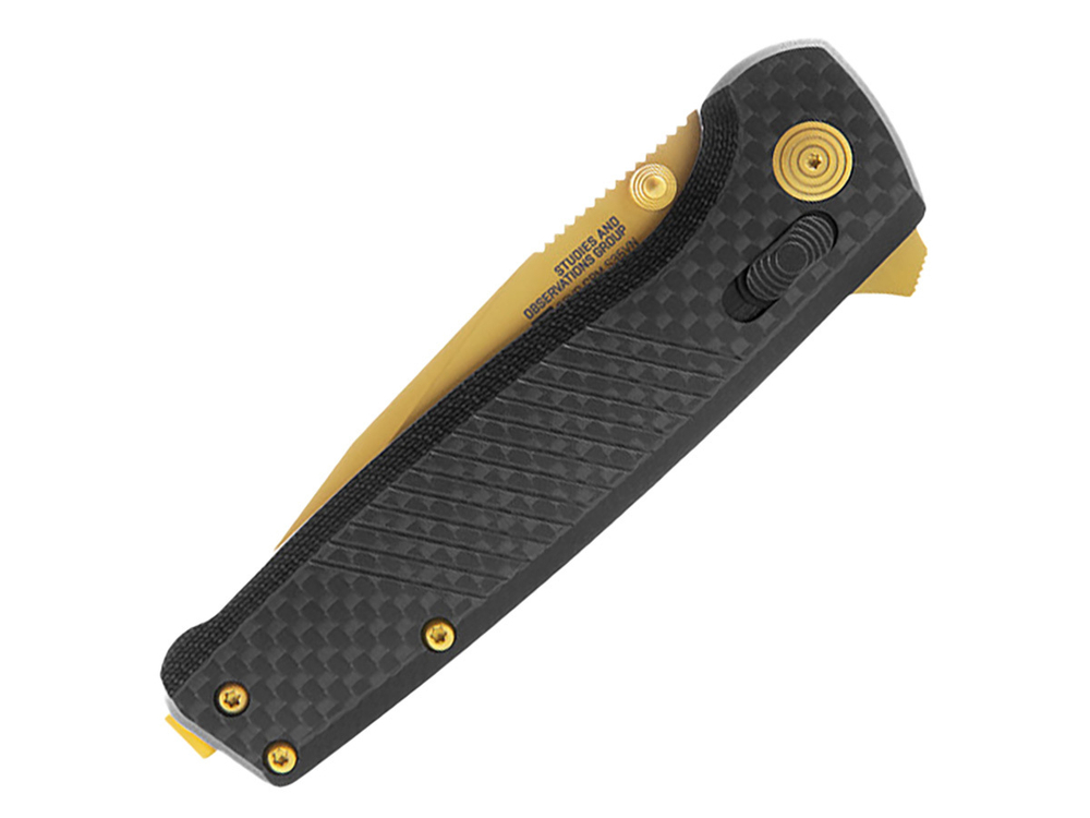 Нож складной SOG Terminus XR LTE Carbon + Gold, сталь Cryo CPM S35VN, рукоять G10 + Carbon Fiber, 62г