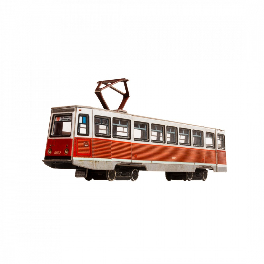 Городской трамвай (красный)1:87 Сборная модель из картона.