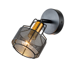 Настенный светильник 1x40Вт E14, металл, черный/золото