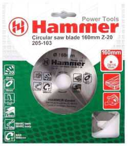 Диск пильный Hammer Flex 205-103 CSB WD  160мм*20*30/20/16мм по дереву