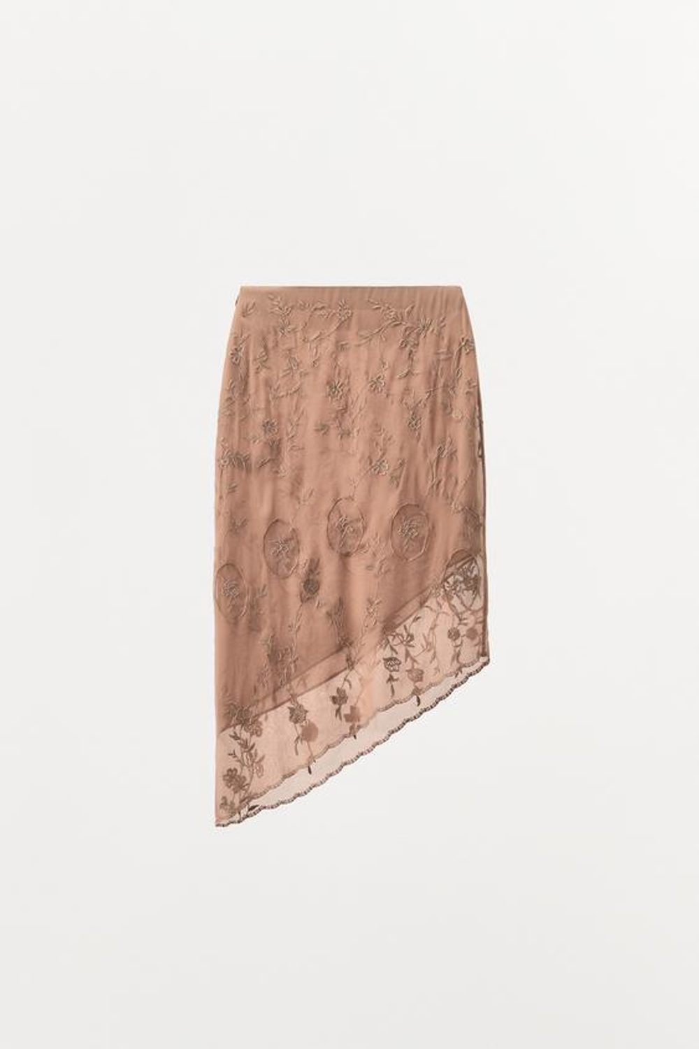 ZARA ЮБКА ИЗ ЖОРЖЕТА С ВЫШИВКОЙ И БУСИНАМИ, РОЗОВАТЫЙ