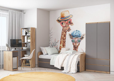 ШРК-02 Шкаф СИТИ с ящиками графит/дуб золотистый