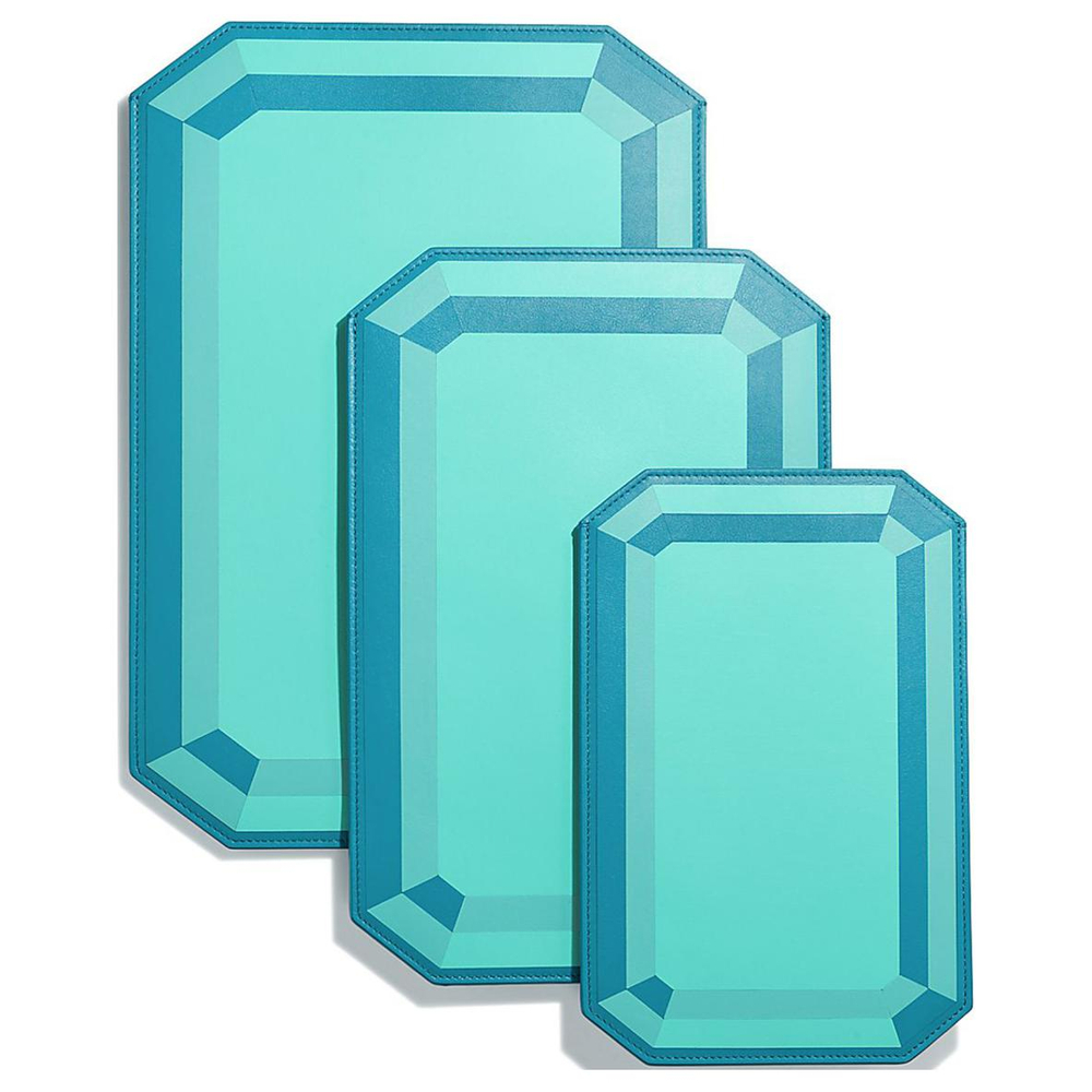 TIFFANY & CO. Twill Leather Storage Bag Laptop Bag Medium Unisex Blue