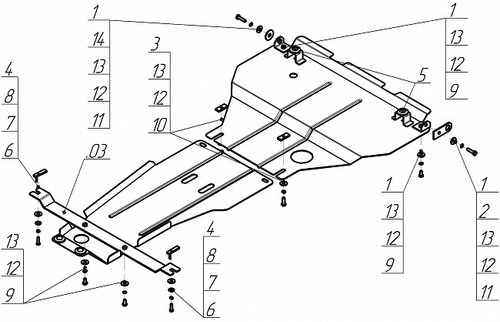 Защита стальная 2 мм Д, КПП Toyota Mark II MOTODOR.02558